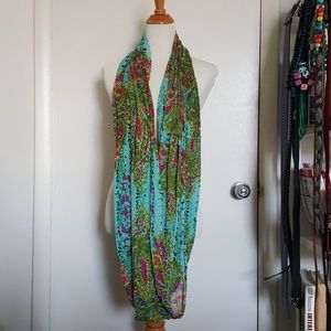 Anthropologie Blue Green Print Infinity Scarf